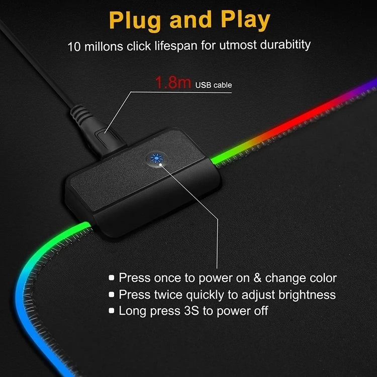 משטח עכבר RGB עם תאורה היקפית – מגוון גדלים