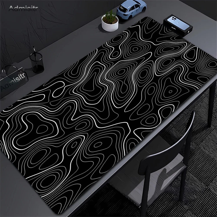 Black and white abstract gaming desk mat – image 1