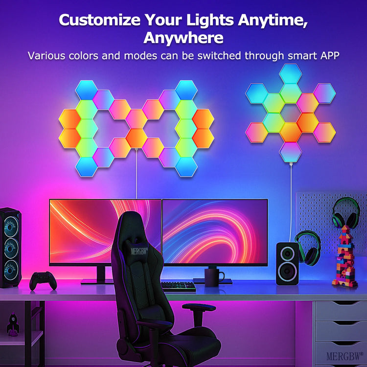 פאנלים משושים RGB לקיר