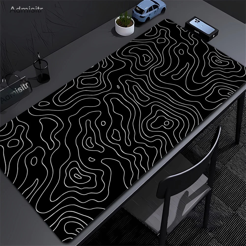 Black and white abstract gaming desk mat – image 2