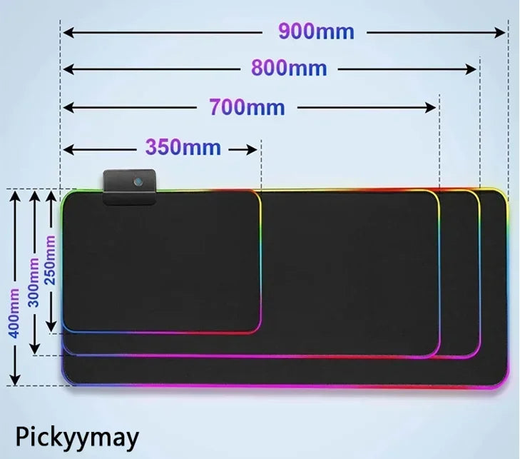משטח גיימינג RGB שחור־לבן – מגוון מידות