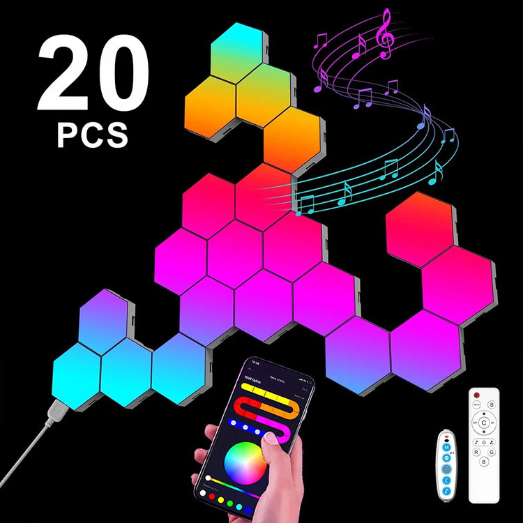 פאנלים משושים RGB לקיר