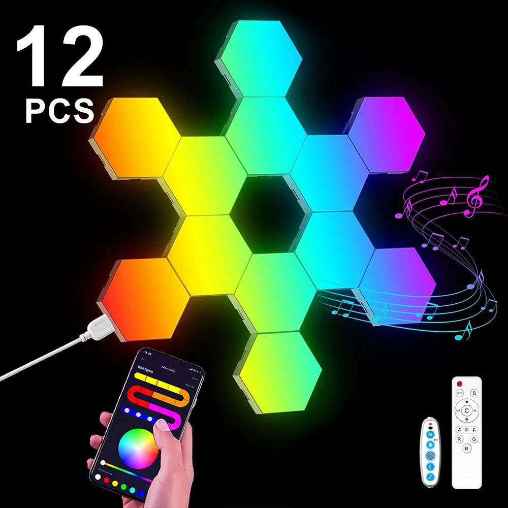 פאנלים משושים RGB לקיר