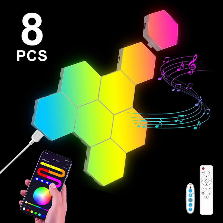 פאנלים משושים RGB לקיר