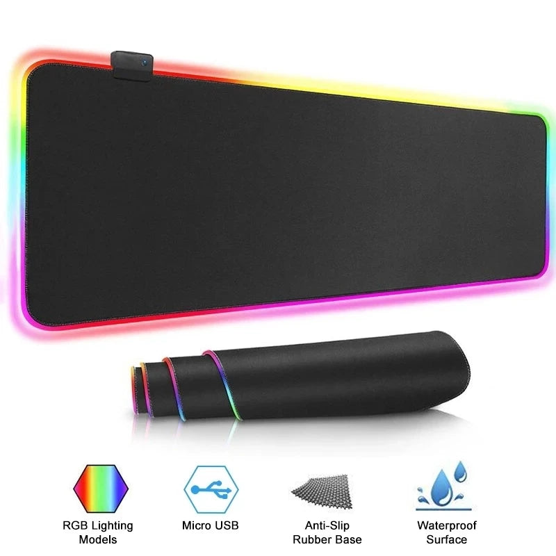 משטח עכבר RGB עם תאורה היקפית – מגוון גדלים