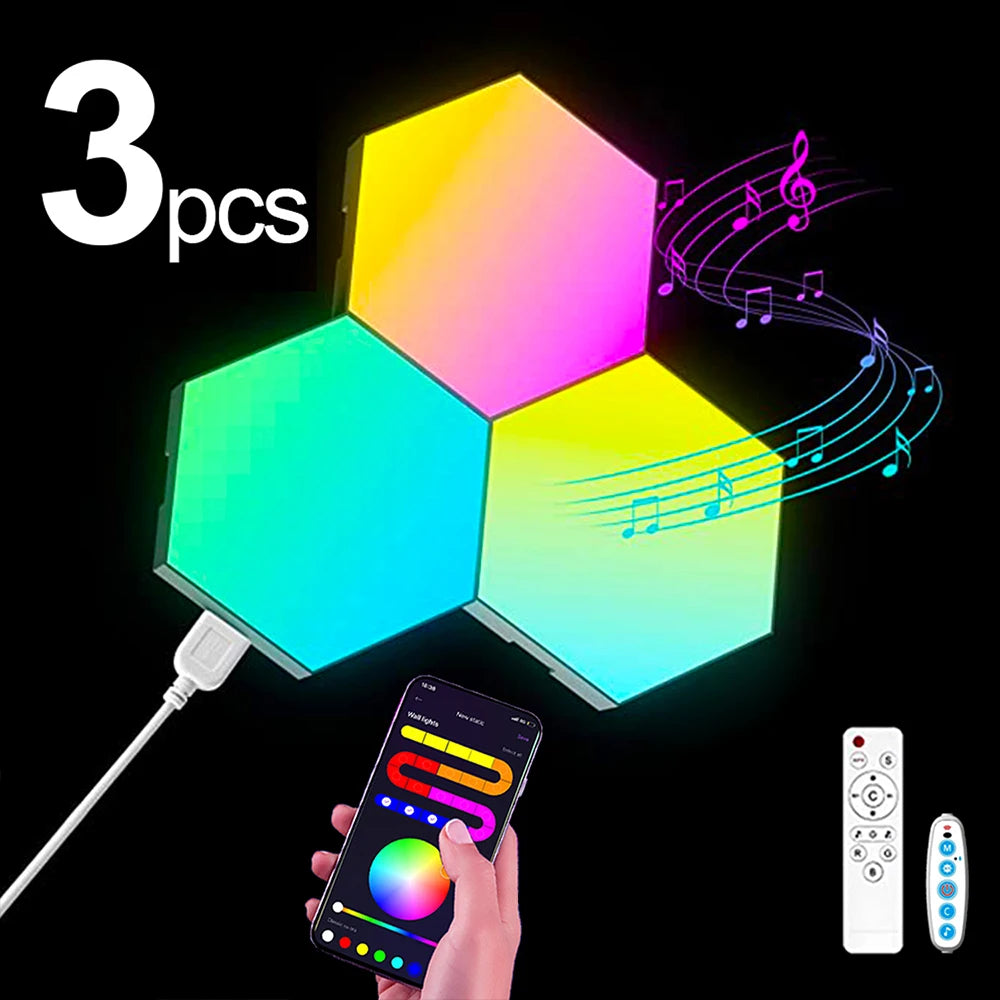 פאנלים משושים RGB לקיר